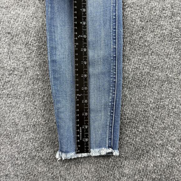 Express Jeans Womens 4R Blue Skinny High Rise Denim Perfect Distressed Raw Hem - Picture 7 of 14